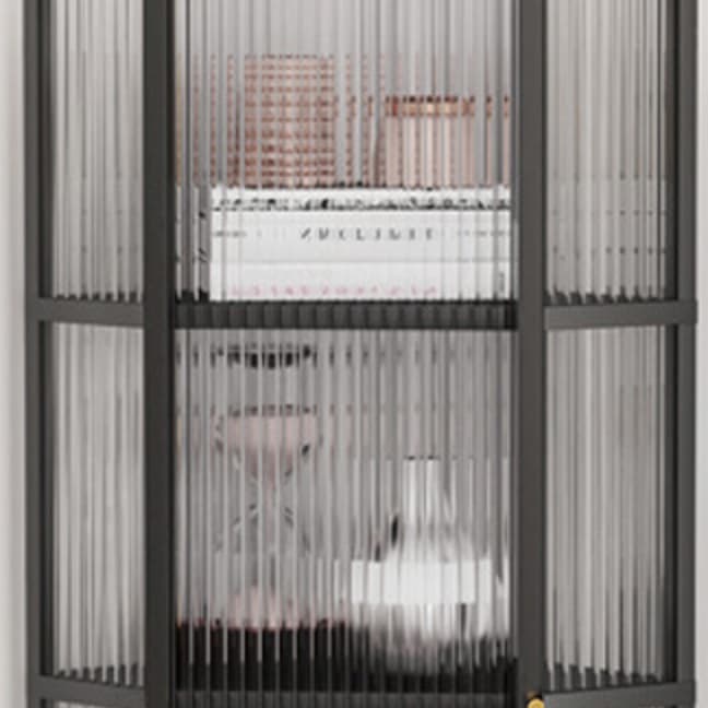 Gold Corner Accent Cabinet with Glass Doors and Metal Shelving - image 10