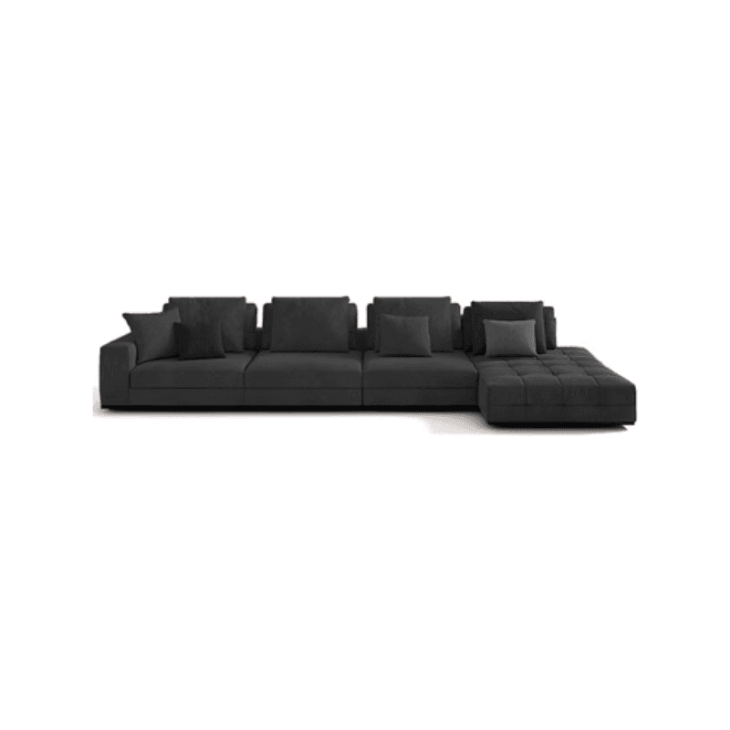 L-Shape Corner Sectional in Dark with Button-tufted Upholstery