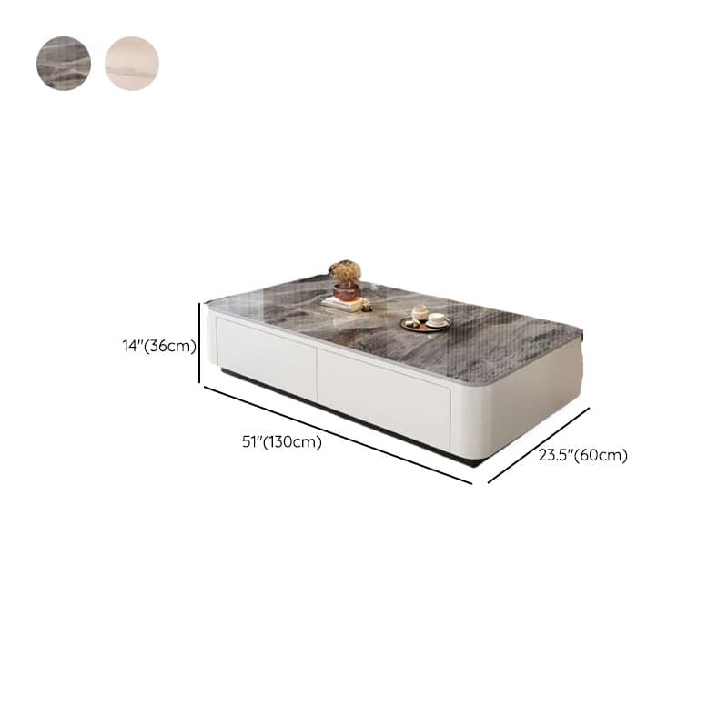 Contemporary Design Single Set Geometric Figure Rock Top Board Game Coffee Table with Block Base in Gray/Chalk and 2 Drawers - image 18