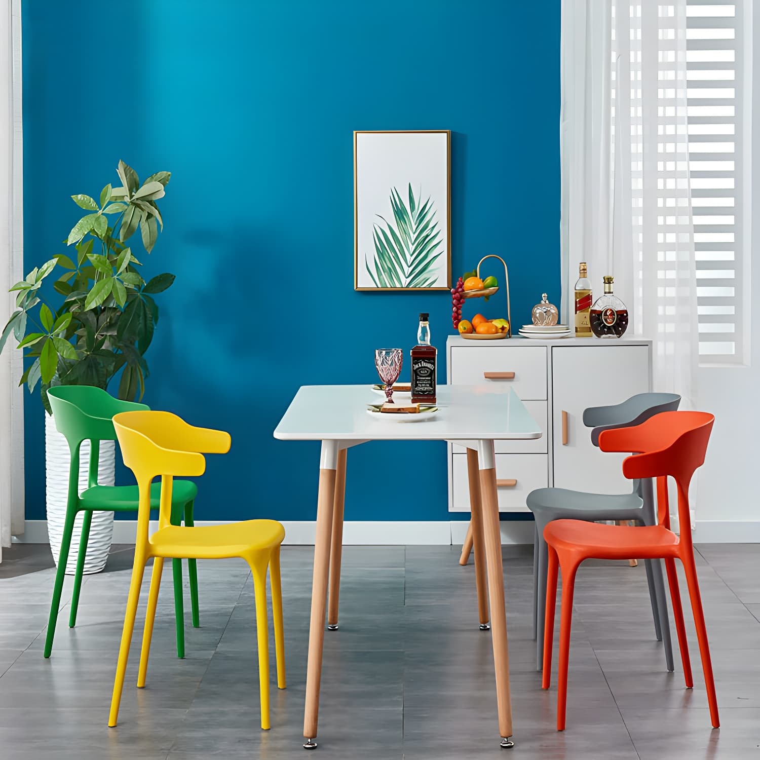 Glam Plastic Side Chair Matte Finish Open Back Dining Chair for Dinning Room - image 29