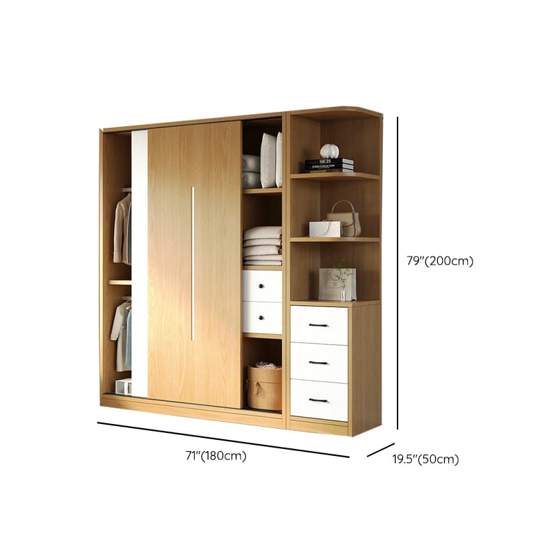 Natural Color Minimalist Cabinet Armoire with Soft Close Drawer, Soft Close Door & Interior Shelves - image 23