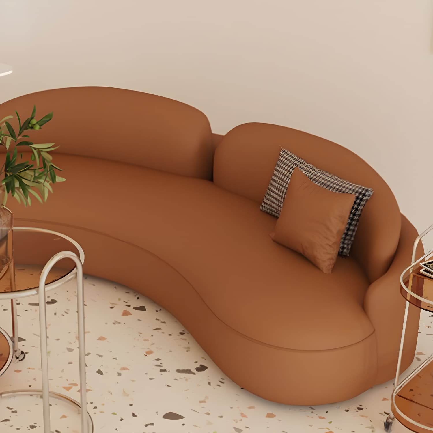 Faux Leather Contemporary Curved Sofa Armless Sofa for Living Room - image 6