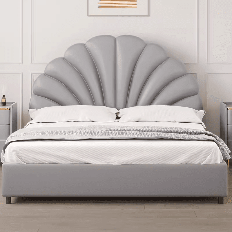 Modish Style Panel Headboard with No Distressing in Timber, Featuring Arched Shape for Twin XL/Full/Queen Bed, Sponge Upholstery Fill, Standard Height - image 3