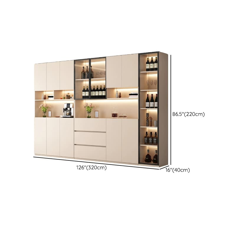 Off-White Contemporary Wood Buffet Sideboard with Cabinets and Shelves - image 31