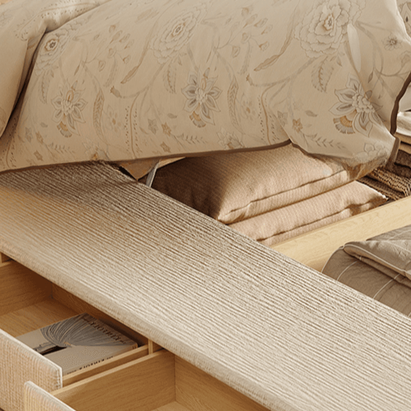 Solid Color Storage Included Panel Bed with 3 Storage Boxes and Panel Headboard, Upholstered in Sponge - image 8
