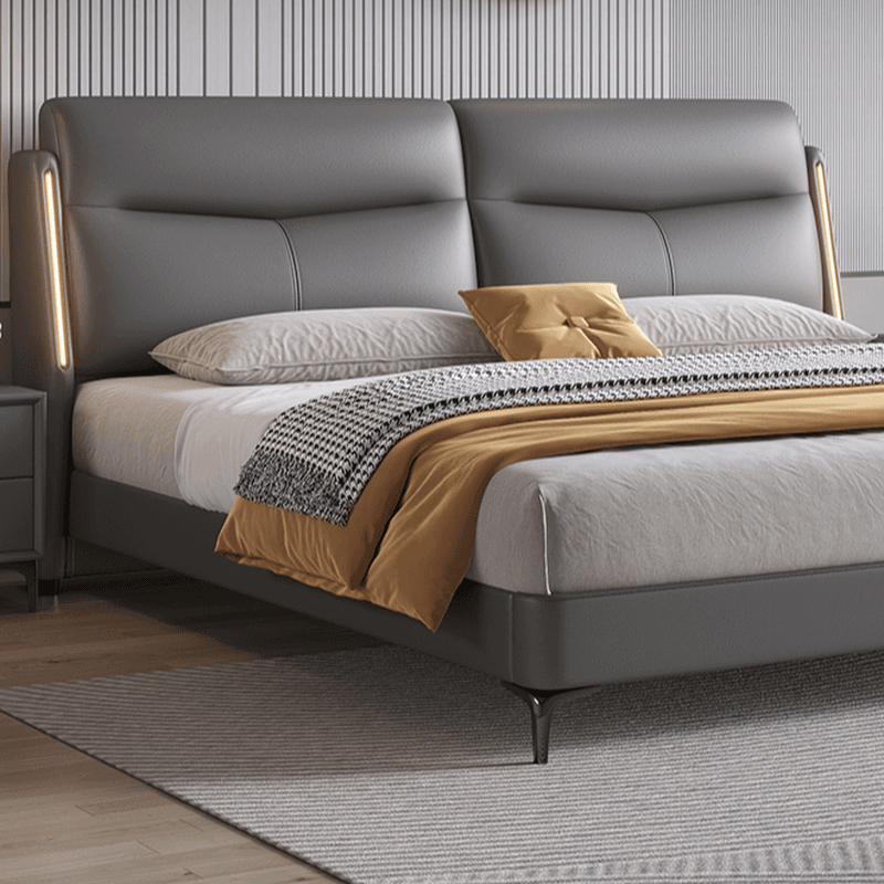 Light Gray Solid Color Storage Bed/Platform Bed with Timber Frame and Illumination Light for Living Room - image 4