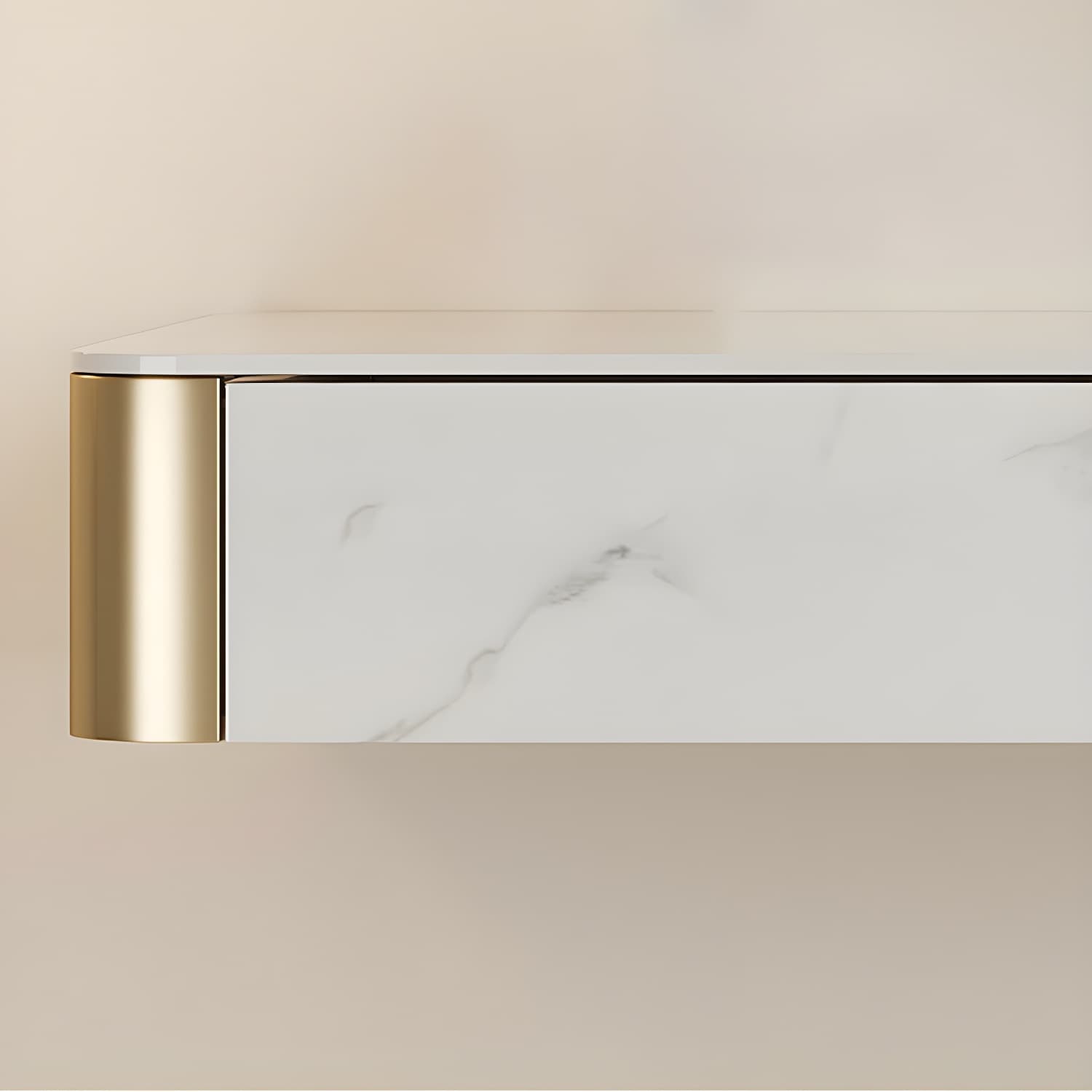 Wood Vanity and Stool in White Luxurious Stone Dressing Table - image 6