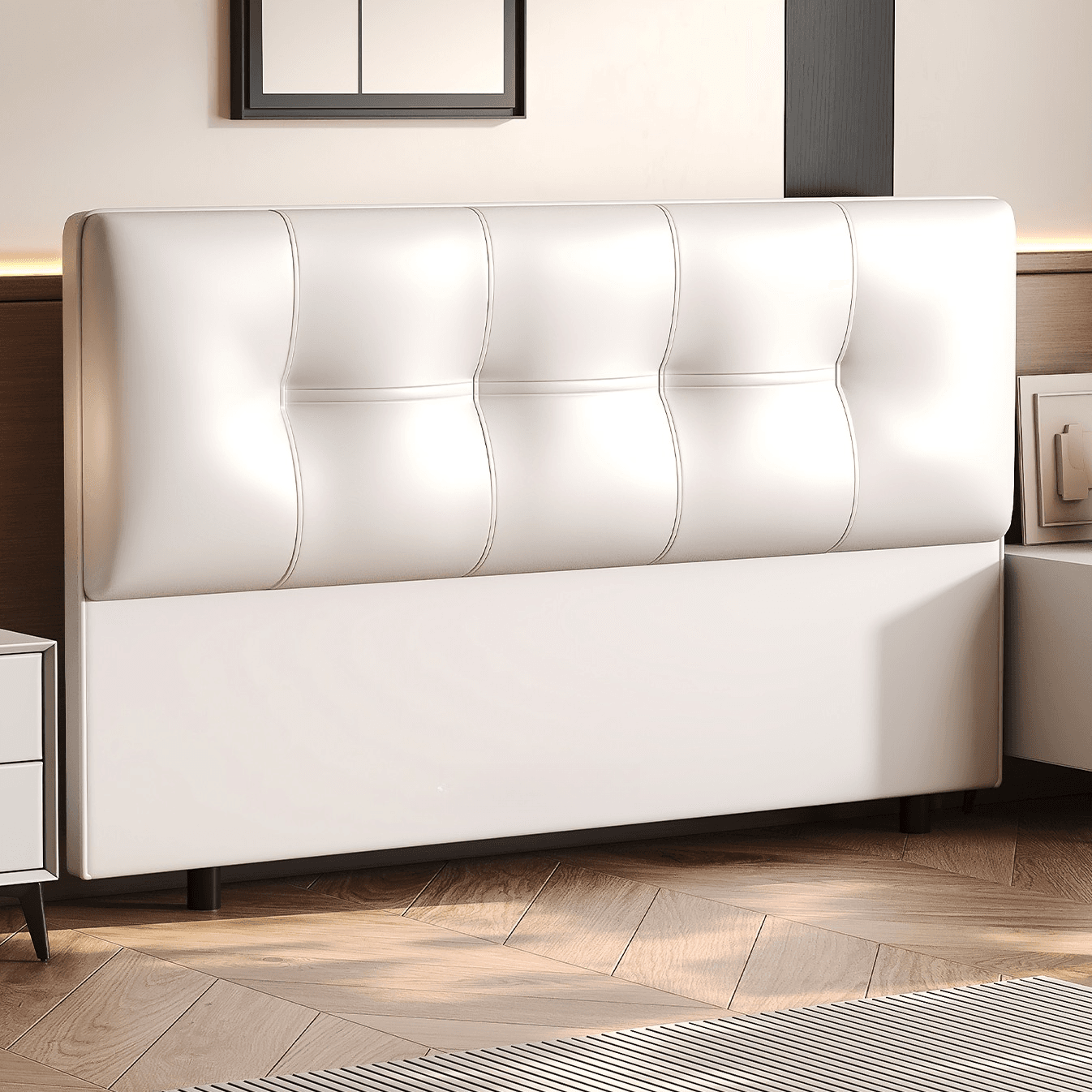 Simplistic Style Panel Headboard with No Distressing, Piled Tufted Rectangular Shape for King/Queen/Full Bed, Featuring Sponge Upholstery and Standard Height - image 6