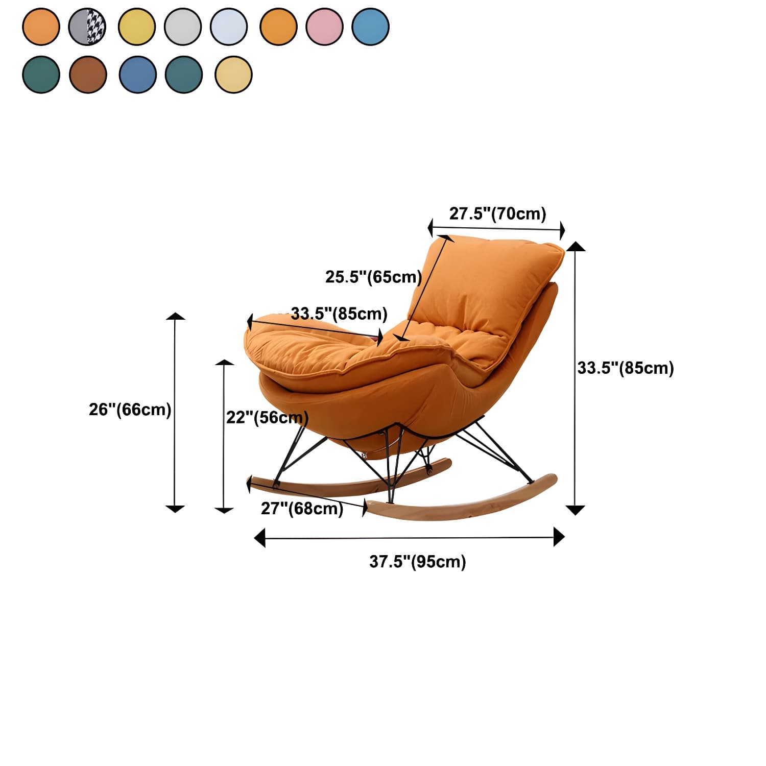 Modern Rocker Upholstered Tufted Cushions with Light Legs Glider - image 17