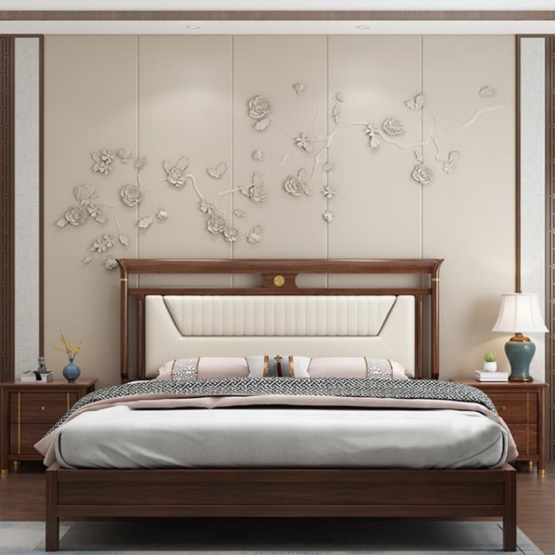 Trendy Panel Headboard in Natural Wood with No Distressing, Rectangle Shape for King/Queen/Full Bed, Featuring Sponge Upholstery and Standard Height - image 7