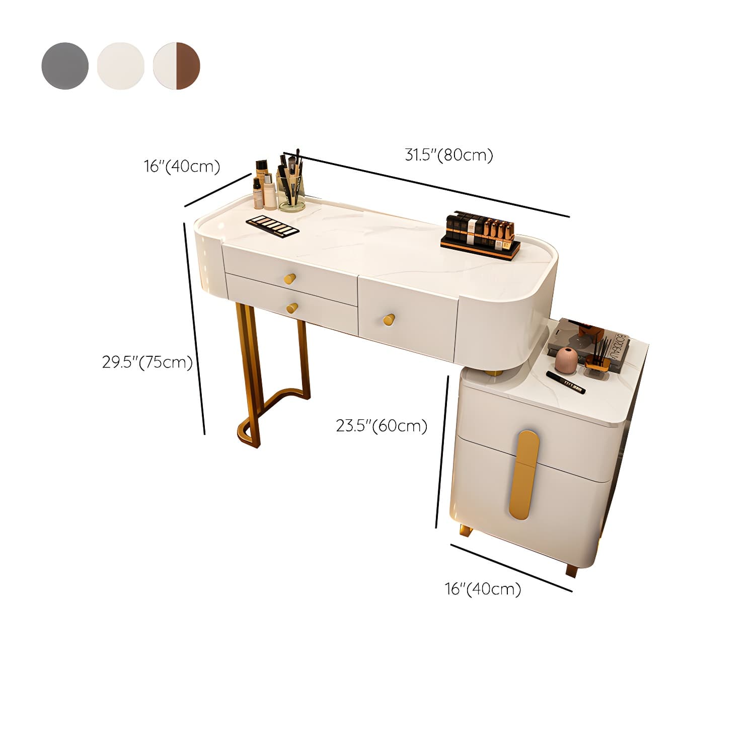 Modern Solid Wood Makeup Vanity Desk Bedroom Vanity Dressing Table Set - image 16