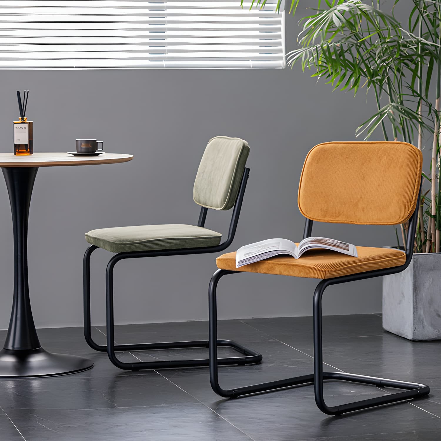 Contemporary Style Dining Chairs Armless Open Back Chairs with Metal Legs - image 8