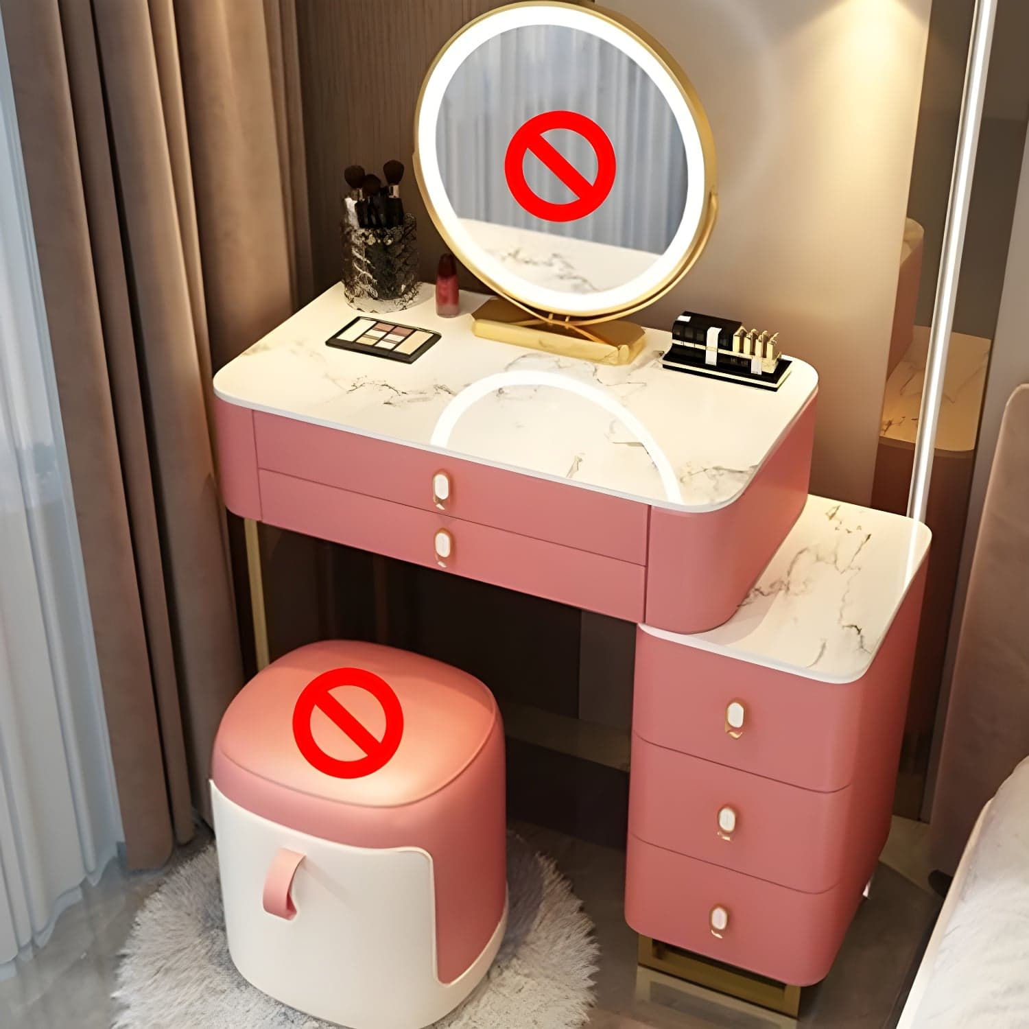 Contemporary Make-up Vanity with 5 Storage Drawers for Bedroom - image 5