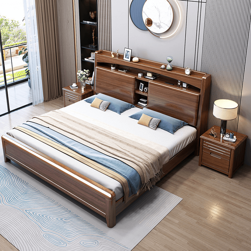 Platform Storage Bed with 2 Drawers, Lumber Frame and USB Charging Station