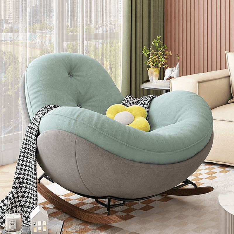 Casual Chalk/Olive Green/Rose Upholstered Living Room Rocking Chair, with Cushioned - image 5