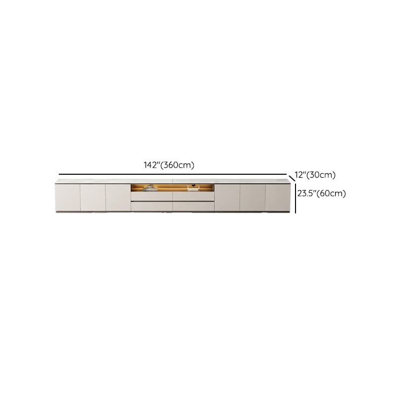 Beige Stone TV Stand with 4-Drawer, 2 Cabinets/4-Cabinet, Cable Management, Visible Storage and Light - image 22