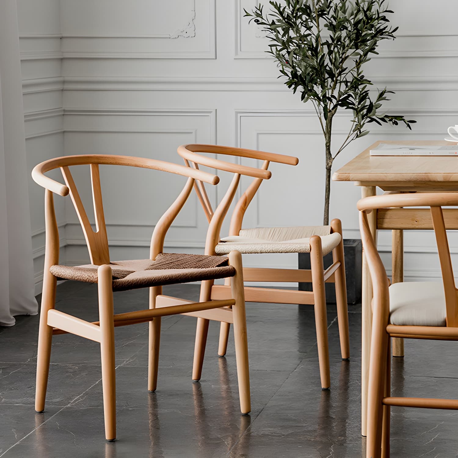 Scandinavian Style Wood Dining Chair Dining Room Wishbone Chair with Arm - image 18