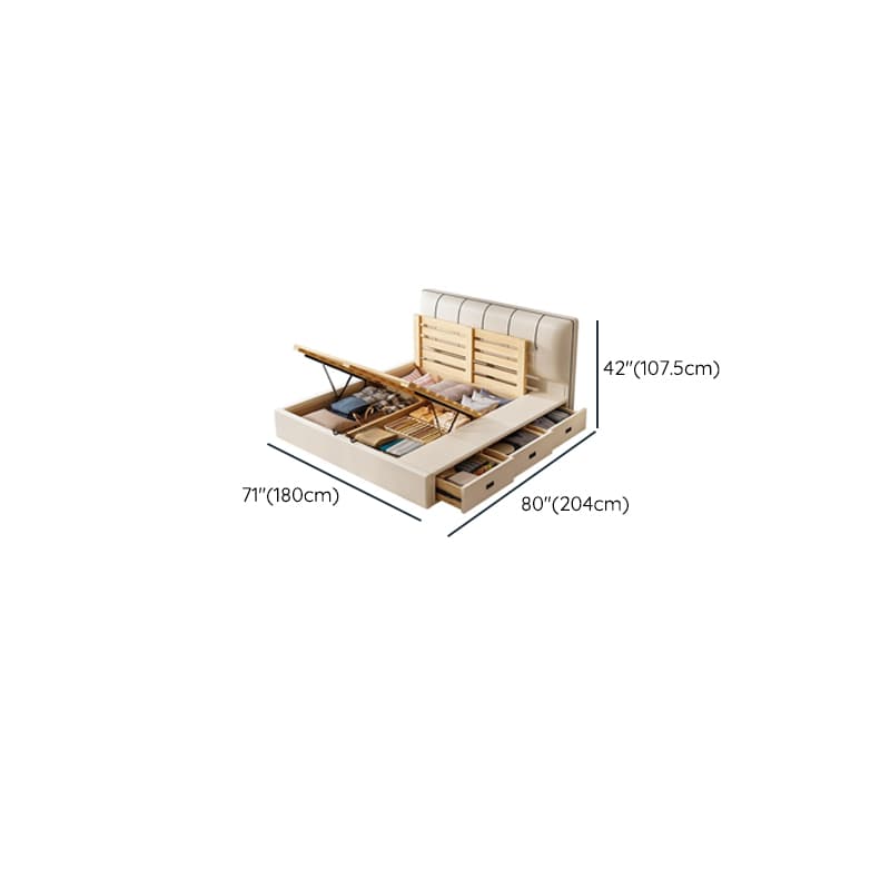 Cream Solid Color Storage Included Bed with 3 Storage Boxes for Bedroom - image 13