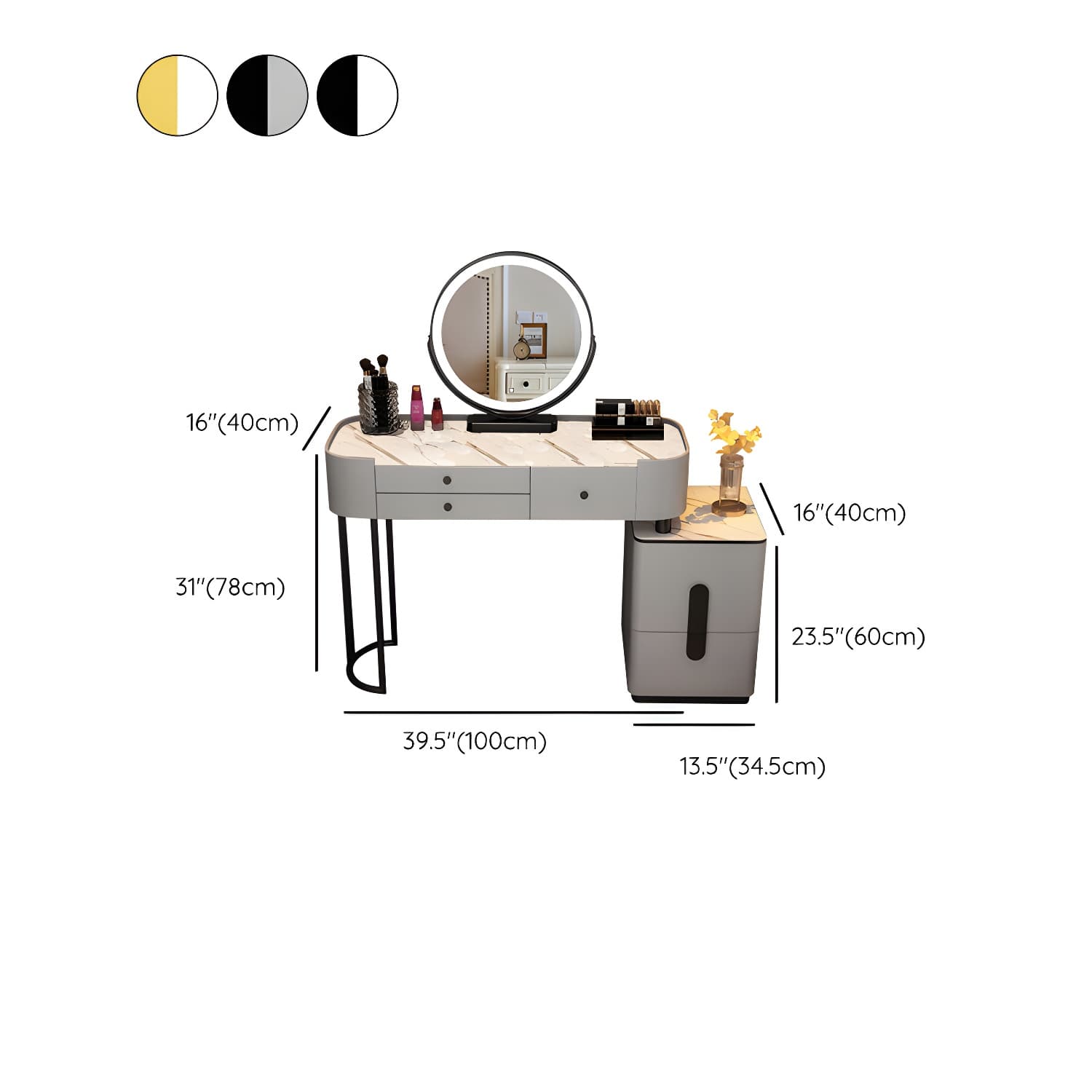Contemporary Wood Make-up Vanity 15.75" Wide Make-up Vanity with Drawers - image 25