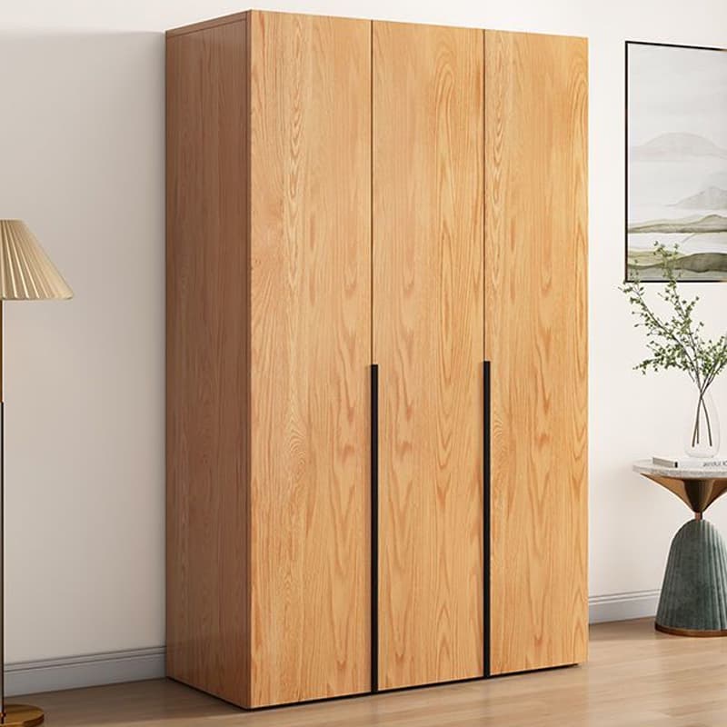 Natural Wood Freestanding Wardrobe Closet with Natural Doors - image 7