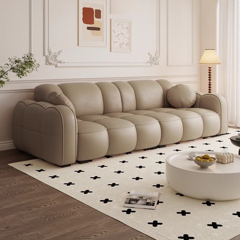 Minimalist Solid Color Standard Sofa Stain Resistant/Water Resistant Dove Grey/Auburn/Amber Color with 2 Pillows & Arm for 4-seater/Seats 3 - image 5