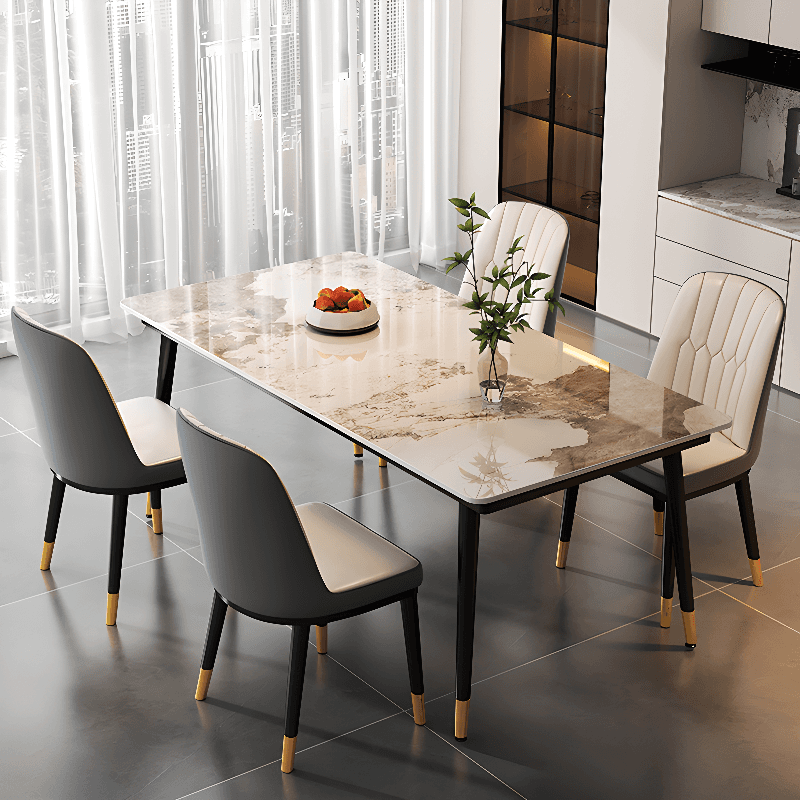 Art Deco Rectangle Scratch-repellent Fixed Table/Dining Table with Ink legs and Sintered Stone top Seats 4/Seats 8/for 6 - image 7