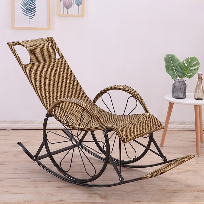 Ergonomic Wicker Front Porch Rocking Chairs with Rear Back, Stationary - image 3