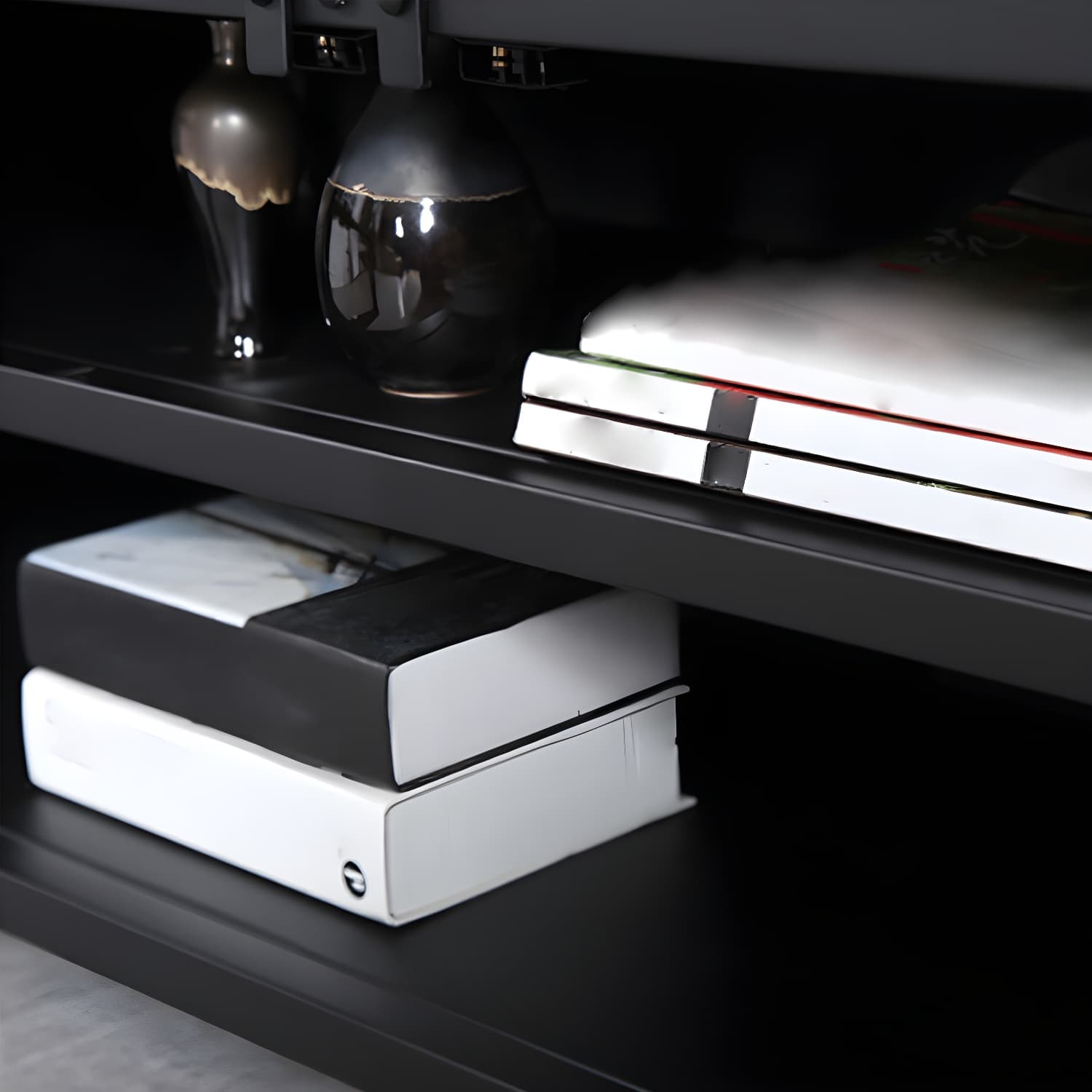 Industrial Style Metal TV Stand Black Colour Enclosed Storage TV Console with Cabinet - image 7