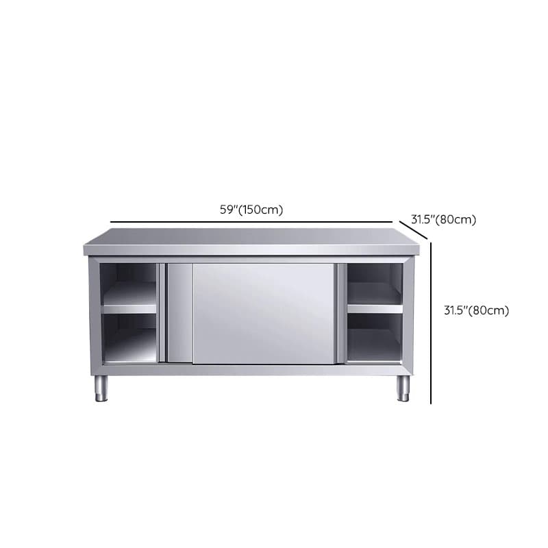 Silver Scullery Sink Cabinet with Reflecting Stainless Alloy Countertop, Self-supporting and Culinary Equipment Storage - image 21