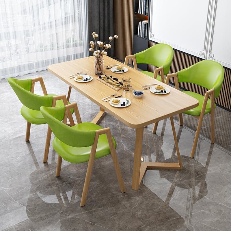 Dining Table Set with Sleighing Base and Fixed Table, Featuring Padded Chair with Back and Armrest, 5-piece Unfinished - image 3