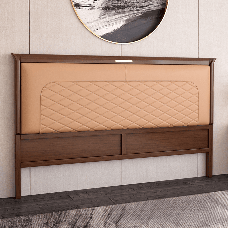 Modish No Distressing Rubberwood Panel Headboard with Rectangle Shape for King/Full/Queen Bed, Featuring Sponge Upholstery Fill and Standard Height