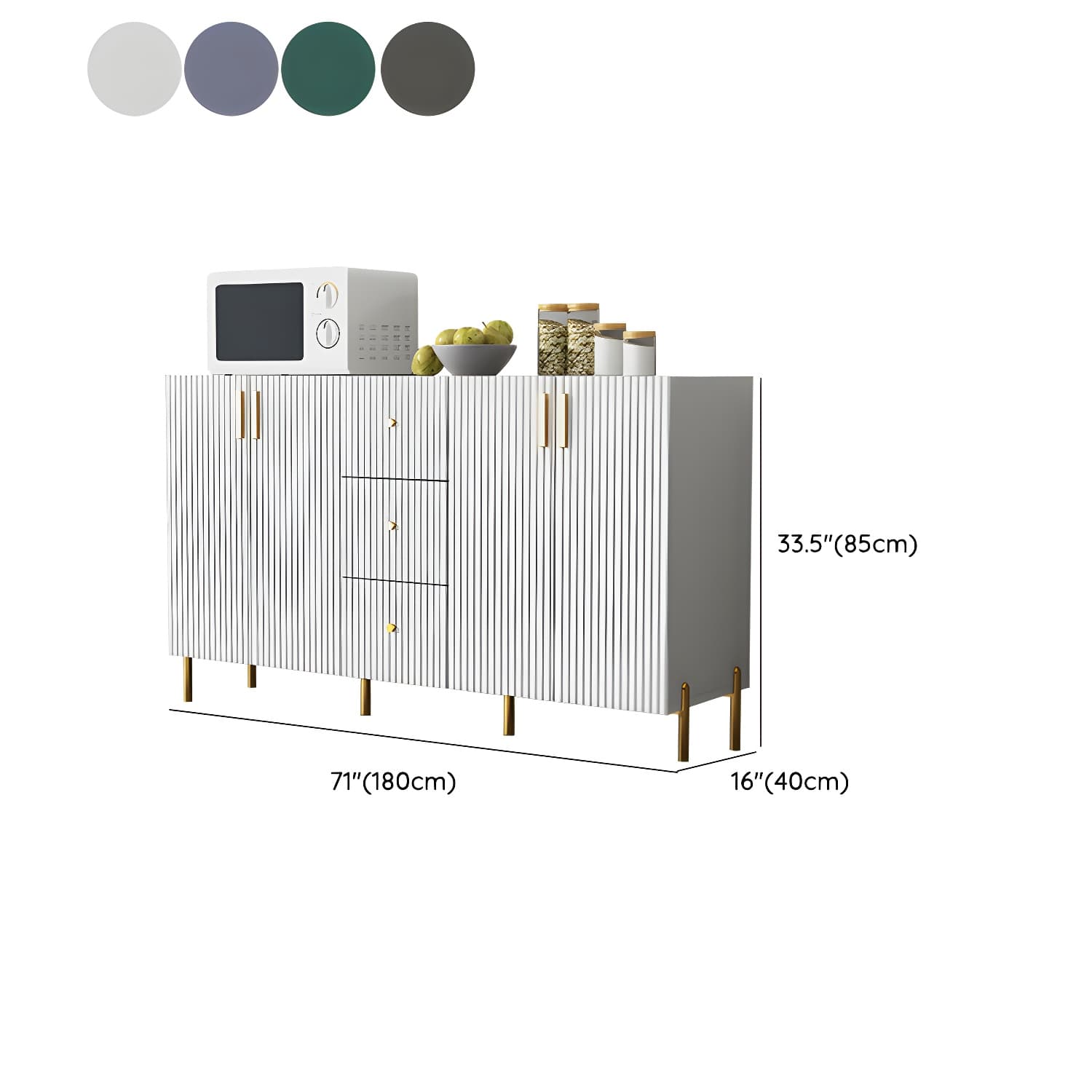 Living Room Glam Faux Wood Sideboard with Shelves and 3 Drawers - image 23
