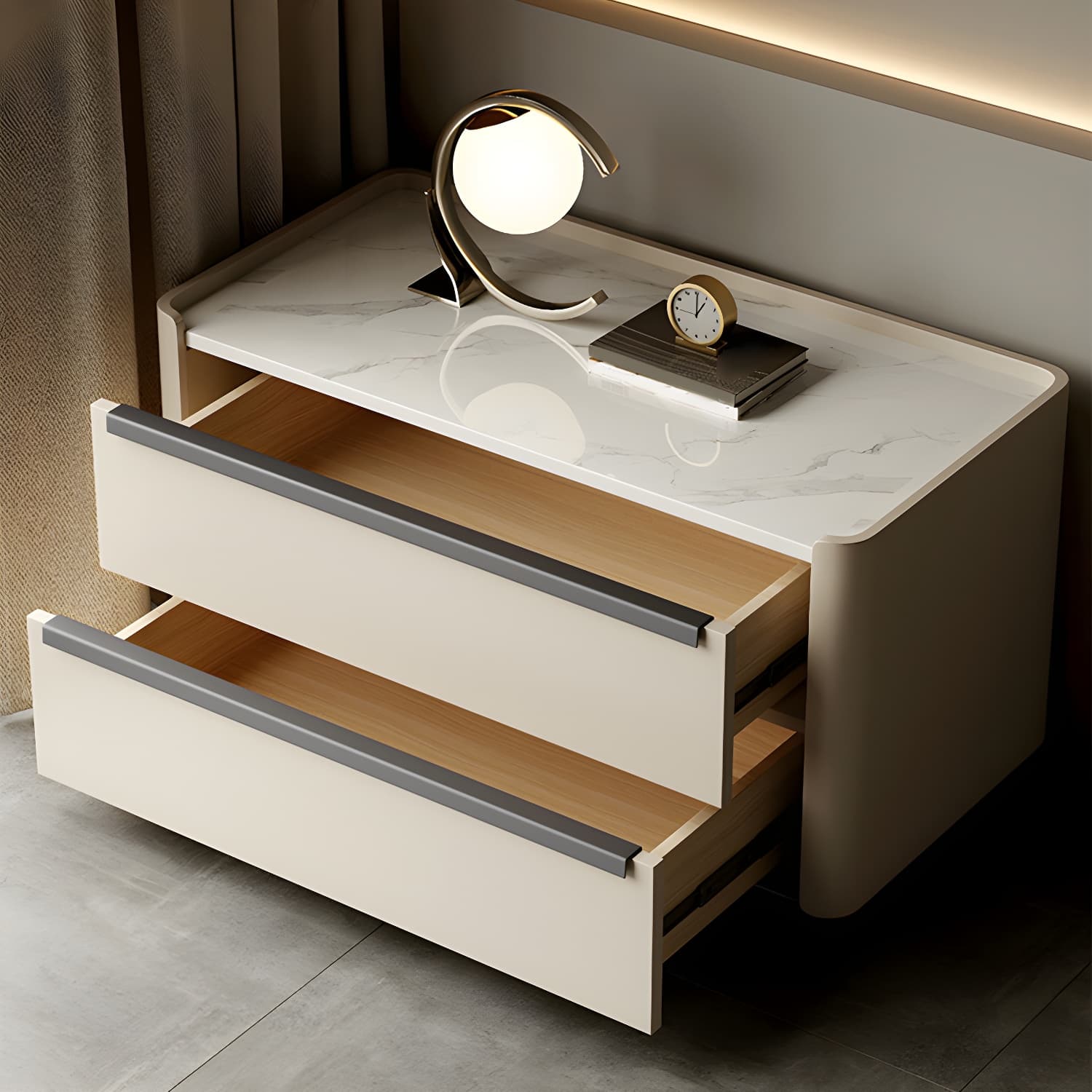 Modern Wood Nightstand with Drawer Storage, Light Wood Tone & Small Size - image 14