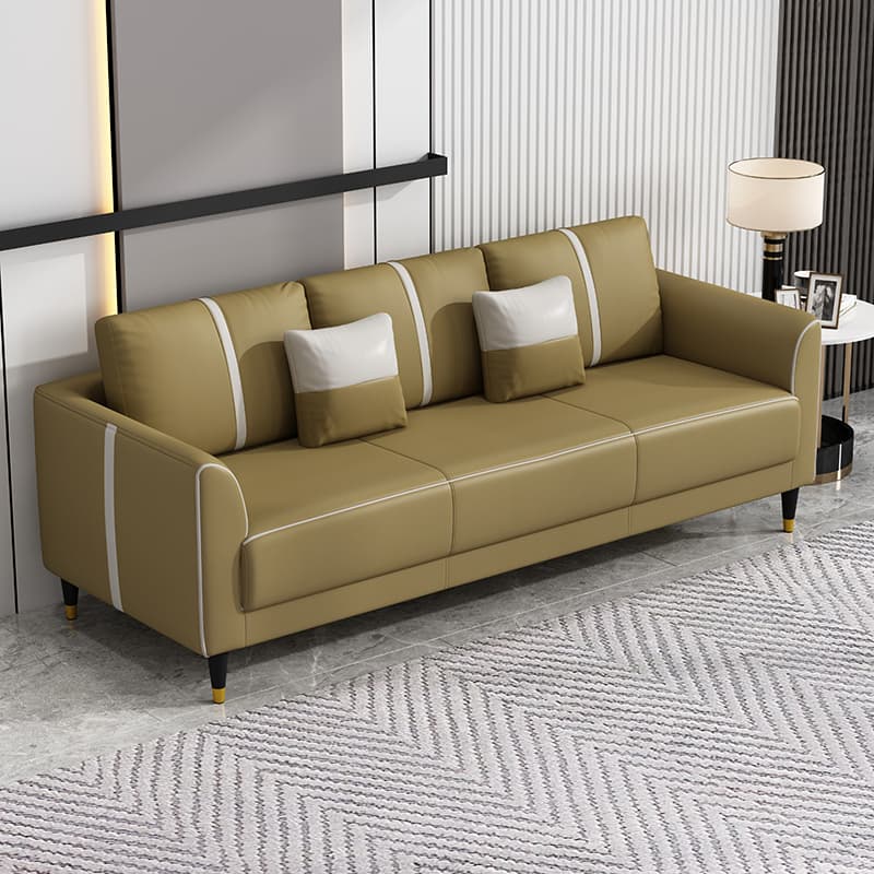Trendy Scratch-durable Lime Green/Cocoa/Coffee Sofa Couch with Flared Arm, 3-Seater, 2 Pillows, and Wide Pillow Back - image 8