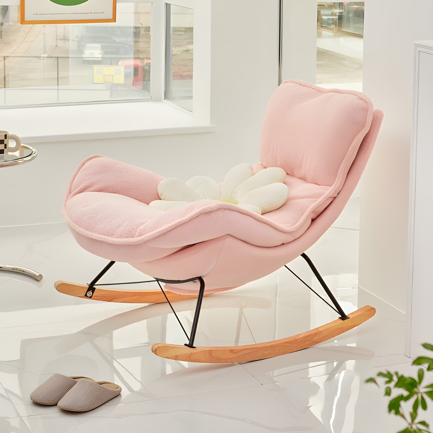 Modern Leather Rocking Chair Removable Cushions Rocker Chair for Drawing Room - image 19