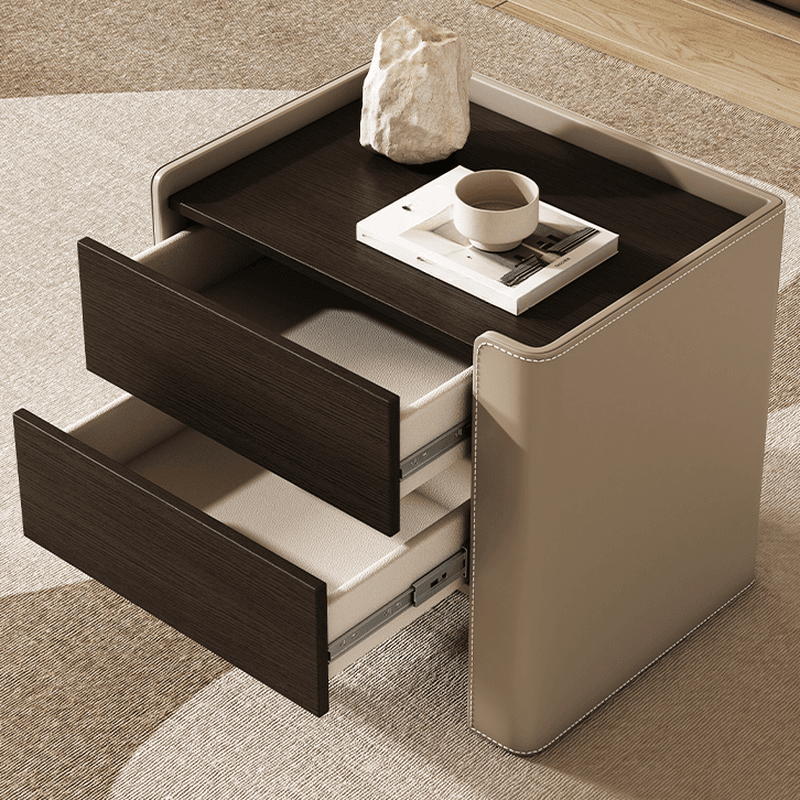 Simplistic Drawer Storage Nightstand with 2 Drawers, Wood Countertop, and Leg - image 10