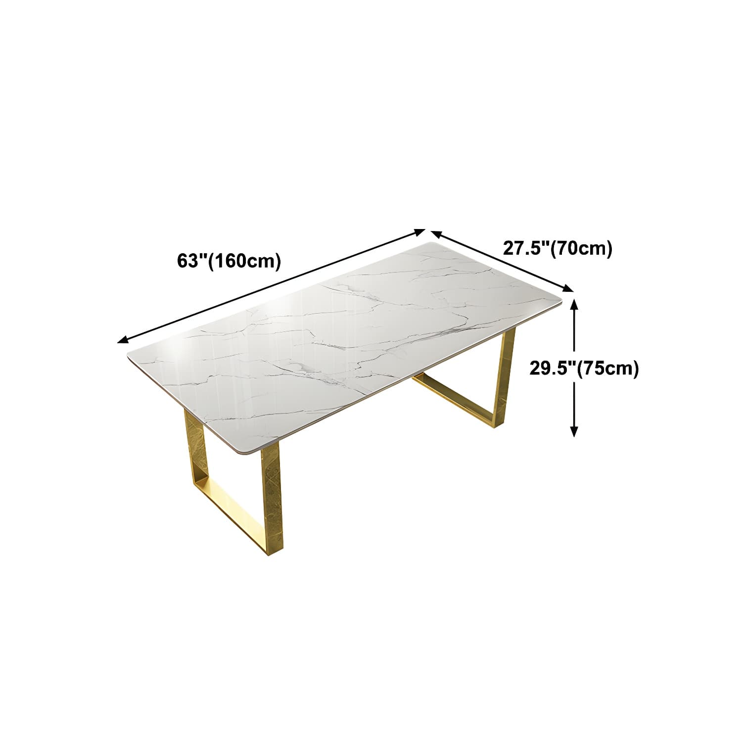Marble Top Dining Table Modern Rectangle Dining Table with Sled Base - image 14
