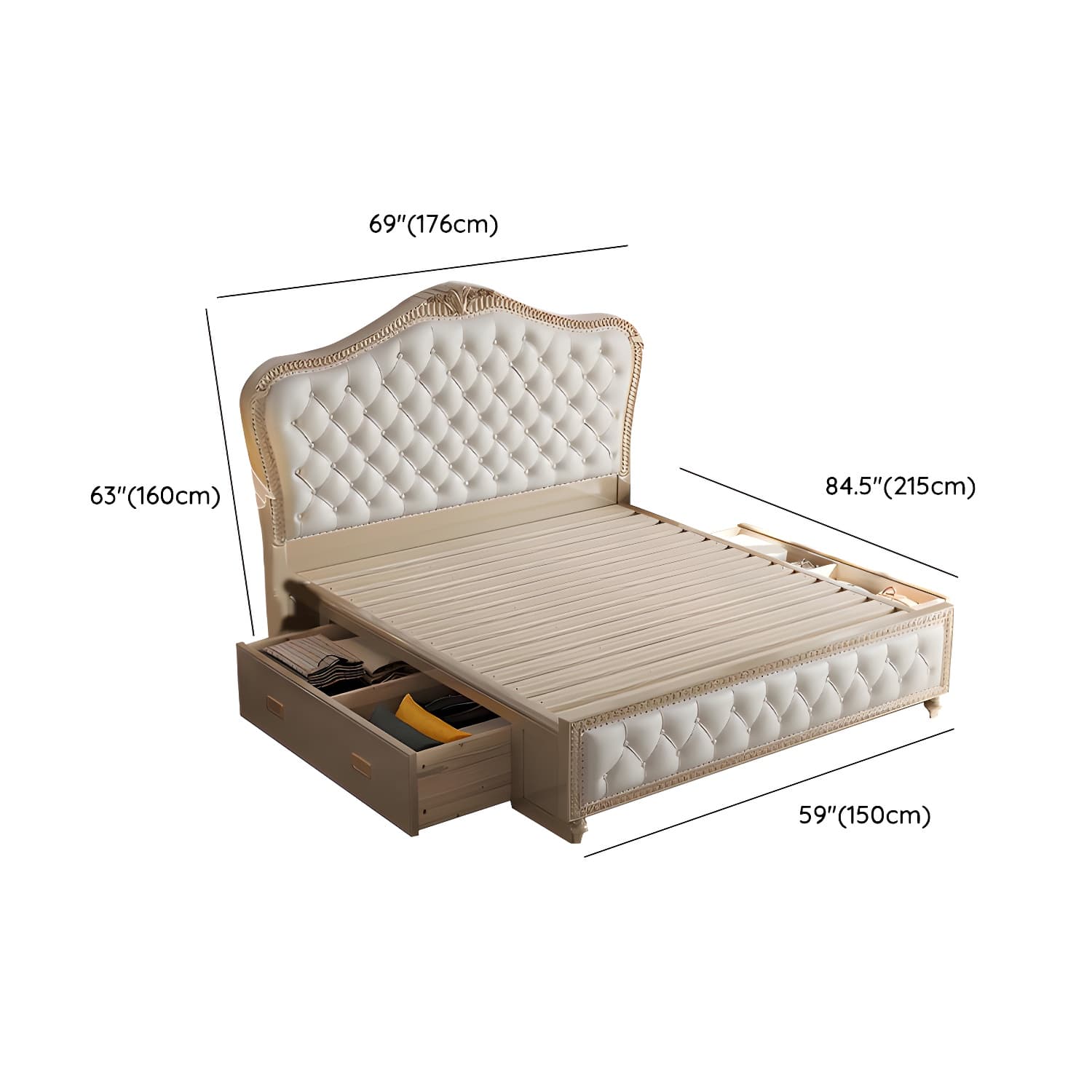 Glam Upholstered Button-tufted Standard Bed with Nailhead Trim - image 11