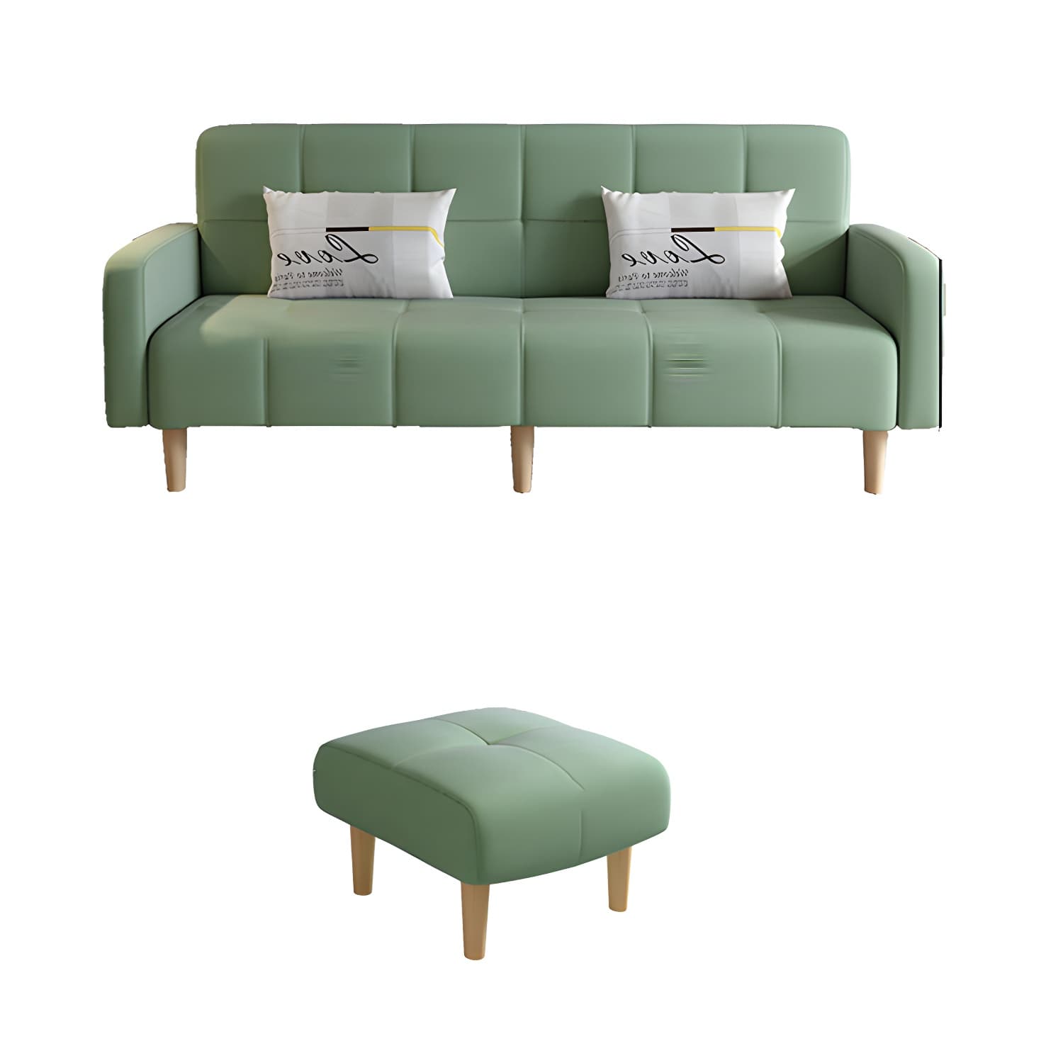 Living Room Linen Chesterfield Sofa with Wooden Legs Square Arm Loveseat - image 19