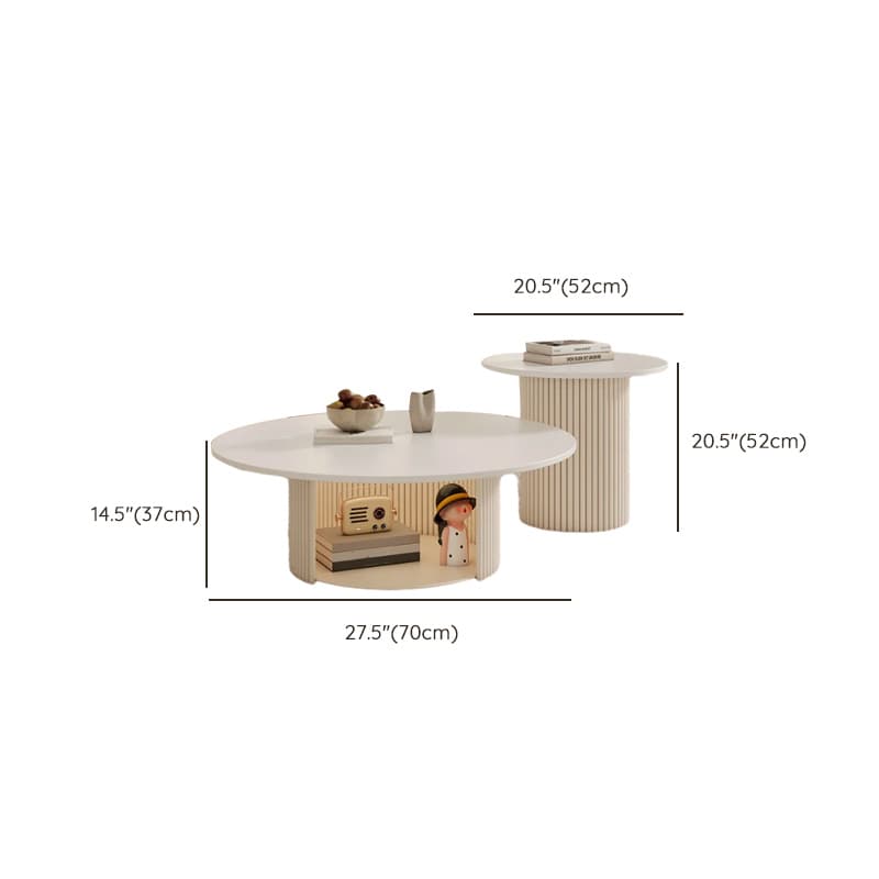 Round Nesting Coffee Tables Scandinavian Stone Top Steel Base - image 13