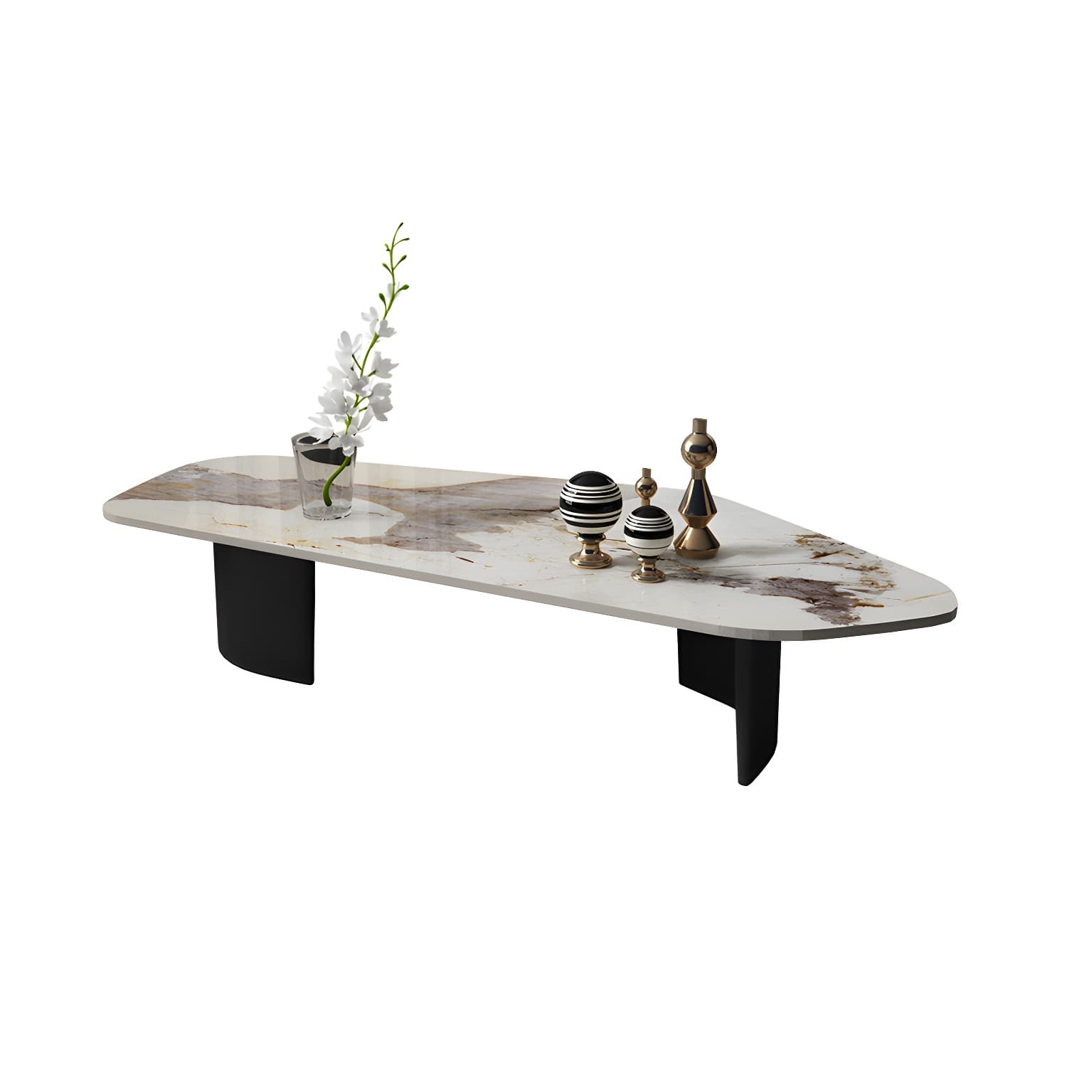 Pedestal Design Marble Metal Steel Black Pedestal Free Shape Coffee Table