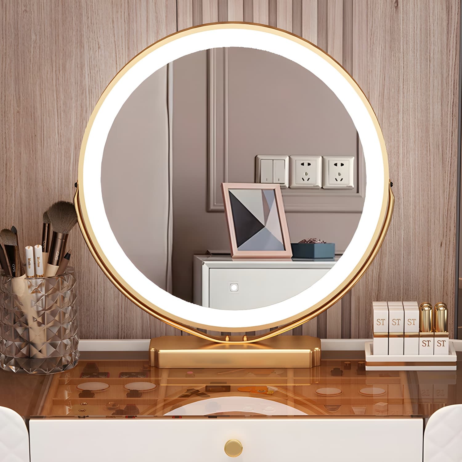 5/6 Drawers & Mirror Jewelry Vanity Desk 30.7" Tall Makeup Vanity Desk - image 8