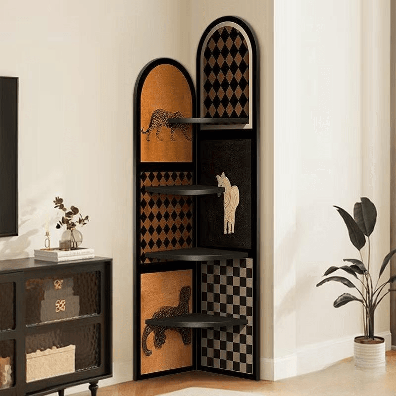 Modern Simple Style Nook Decorative Cabinet with 4 Exterior Shelves, Matte Black Lumber Top - image 3