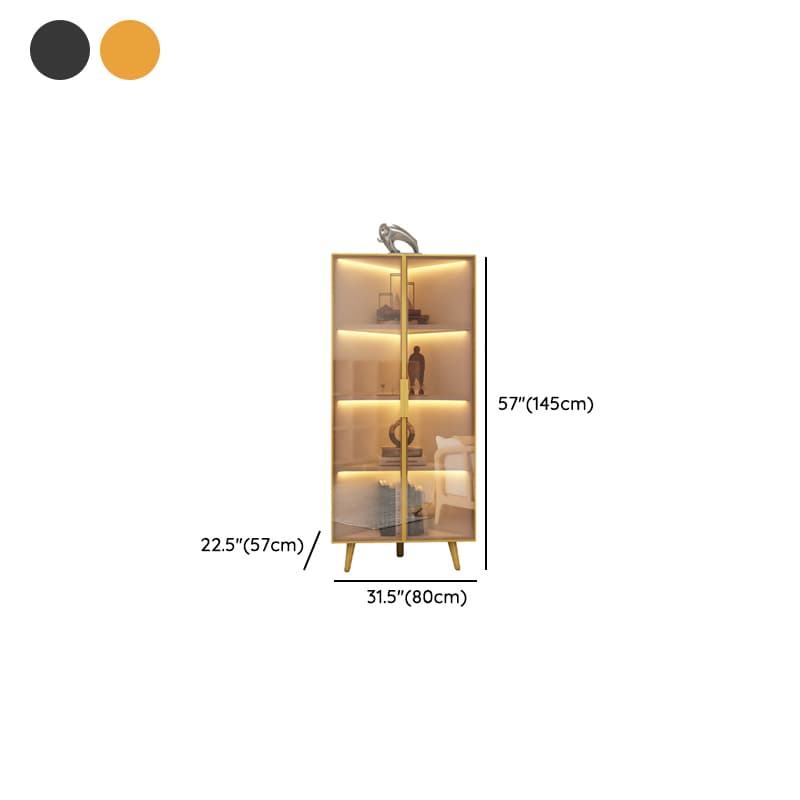 Modern Corner Accent Cabinet with Glass Doors and Metal Base without Light - image 11