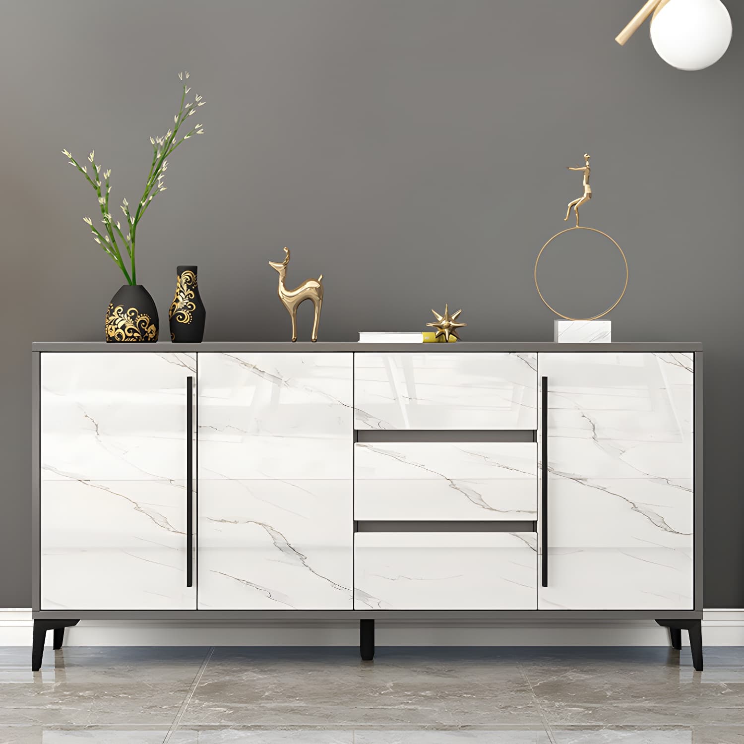 Engineered Wood Buffet Server with Drawers Modern Sideboard Table - image 3