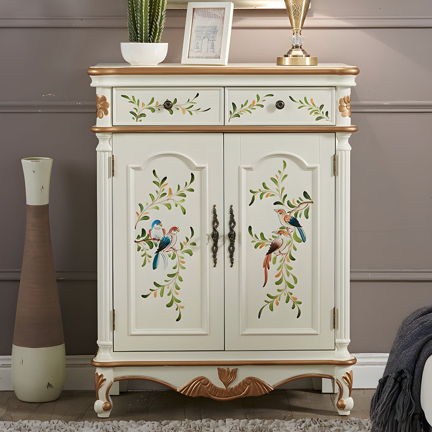 Glam Style Wood Sideboard with Drawers Dining Server for Kitchen - image 5
