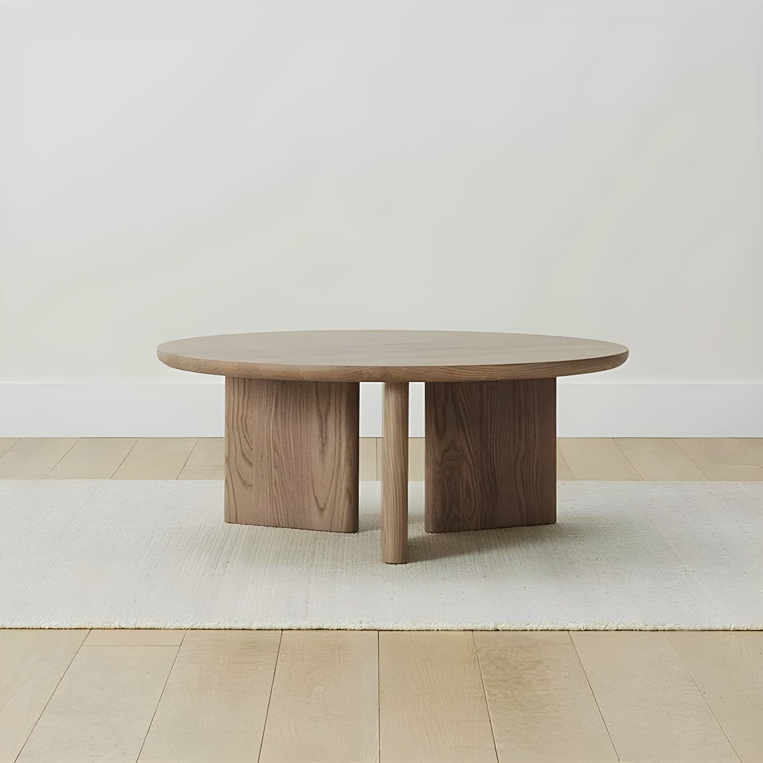Scandinavian Round Wood Coffee Table with Three-Leg Base and Standard Height - image 3
