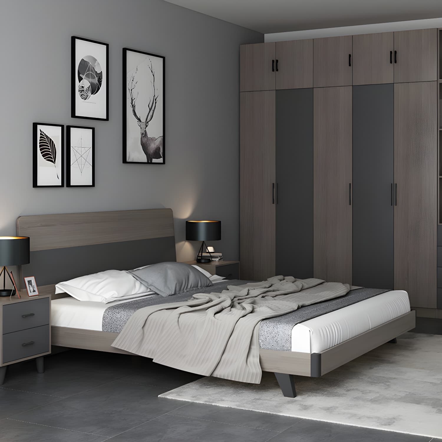 Modern Style Wood Bed with Headboard Low Profile Standard Bed - image 15