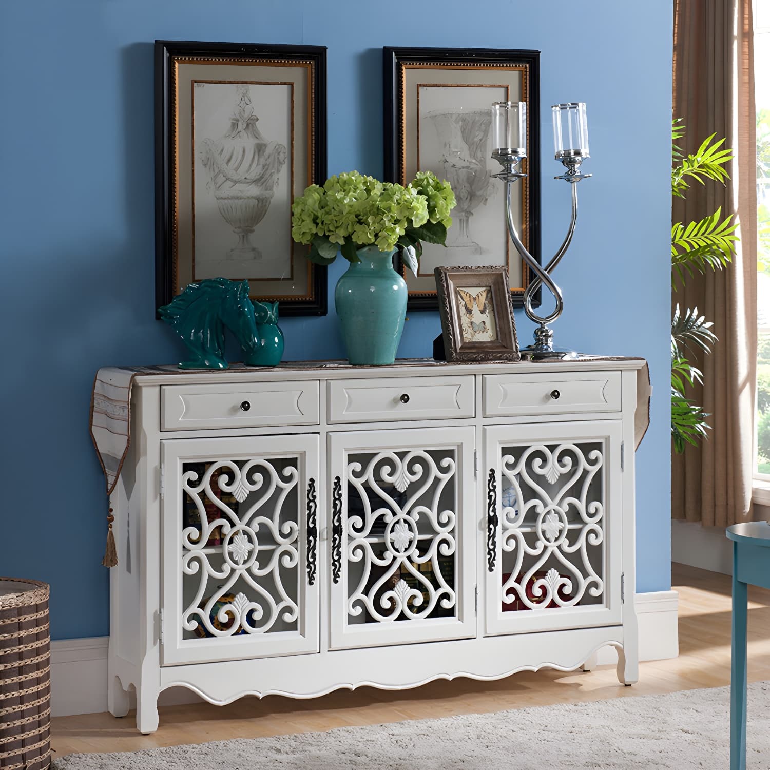 Industrial Cabriole Legs Storage Cabinet Solid Wood Storage Cabinet - image 7
