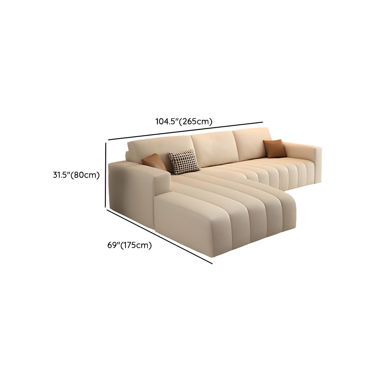 Modern Beige Sectional Sofa in Anti Cat Scratch Fabric with Square Arm - image 15